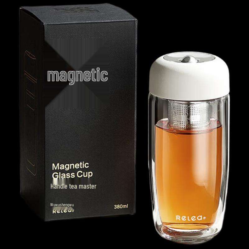 RELEA Magnetic Tea Infuser Double-Wall Glass Bottle