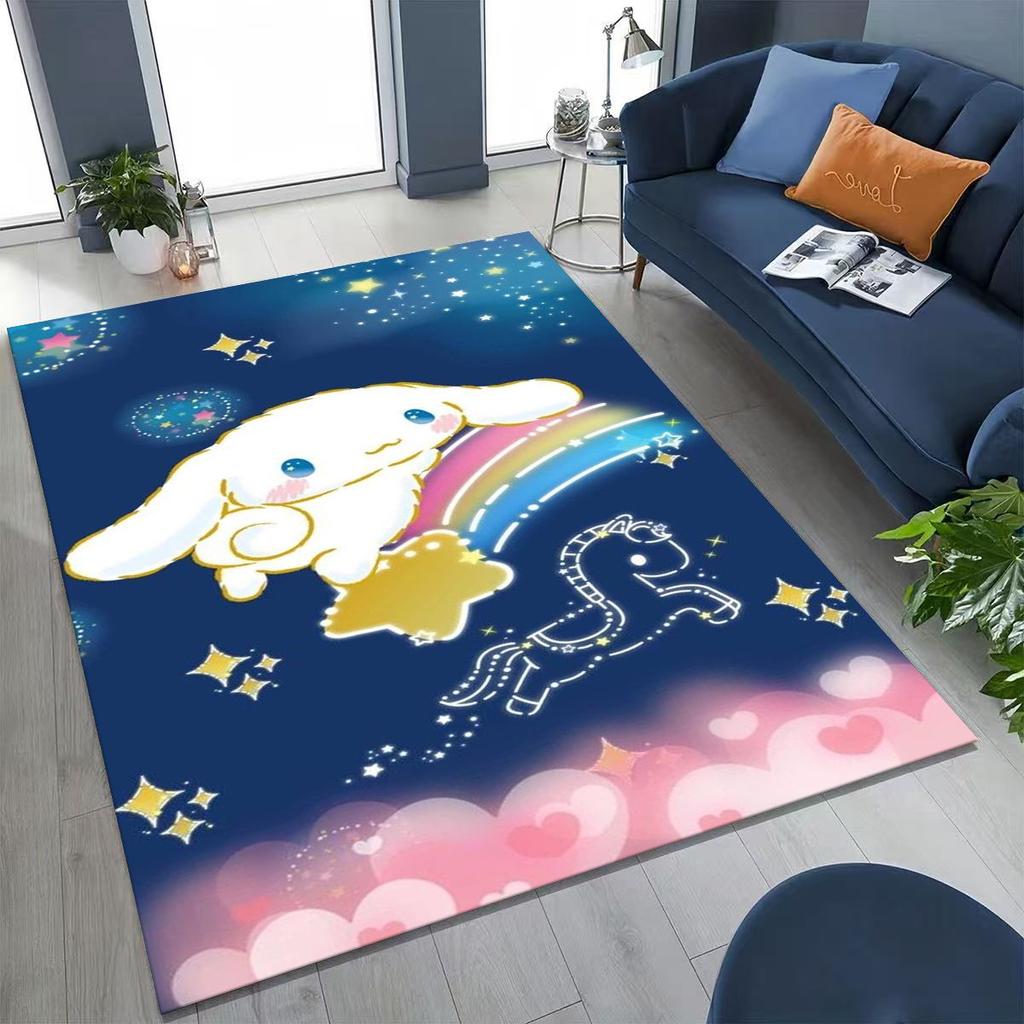 2026 New Cute Cinnamoroll Pompompurin Sanrio Cartoon Rug for Bedroom Living Room Sofa Home Doormat Decor, Kid Non-slip Floor Mat