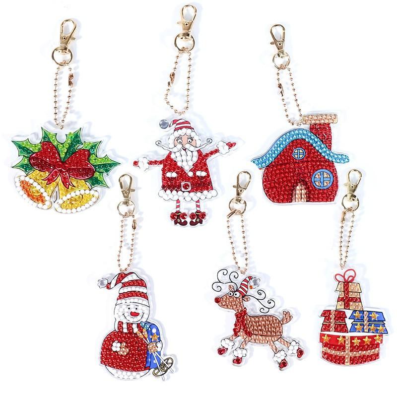 New Diy Diamond Painting Keychain Handmade Acrylic Pendant Jewelry Christmas Single-Sided Diamond Decoration Diamond Painting
