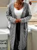 Women's Solid Color Loose Knit Cardigan - Chunky Mid-Length Cable Knit Sweater Coat