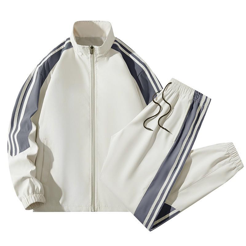 Men's Three-Bar Casual Jacket & Pants Set - Trendy, Versatile, Loose Fit for Spring/Autumn