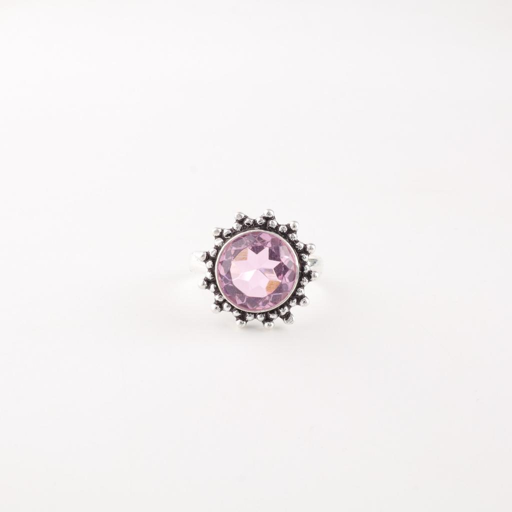 Morganite Gemstone 925 Sterling Silver Jewelry Handmade Boho Ring Gift For Wife RR-7-10