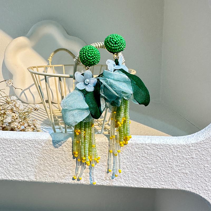 

Преувеличенные Большие Пушистые Тканевые Цветы Бусины Подвеска Серьги для Женщин Модные Свадебные Висячие Серьги 2023 Богемные Ювелирные Изделия Аксессуар