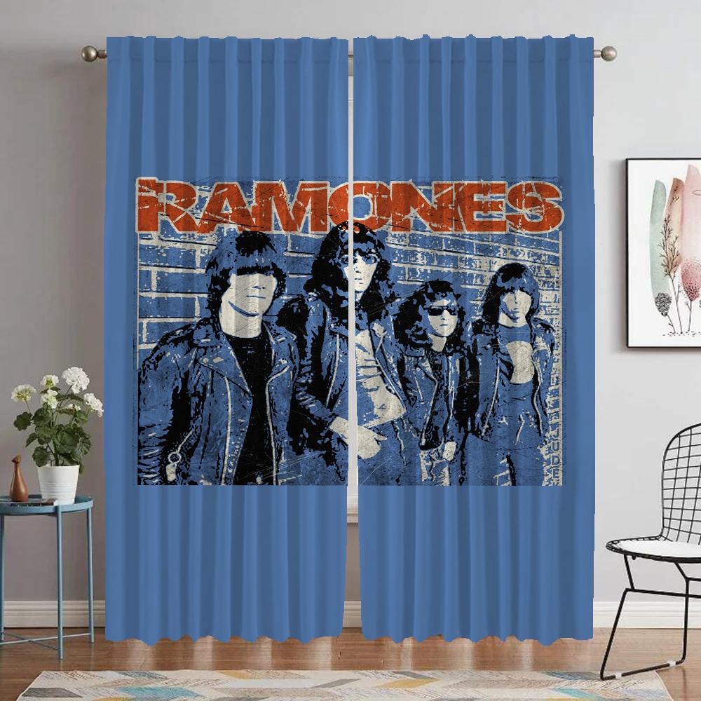 Ramones Curtains Child Room Curtains for Bedroom Shades Blackout Curtain for Room 2 Panel Halloween Decoration Partition Living