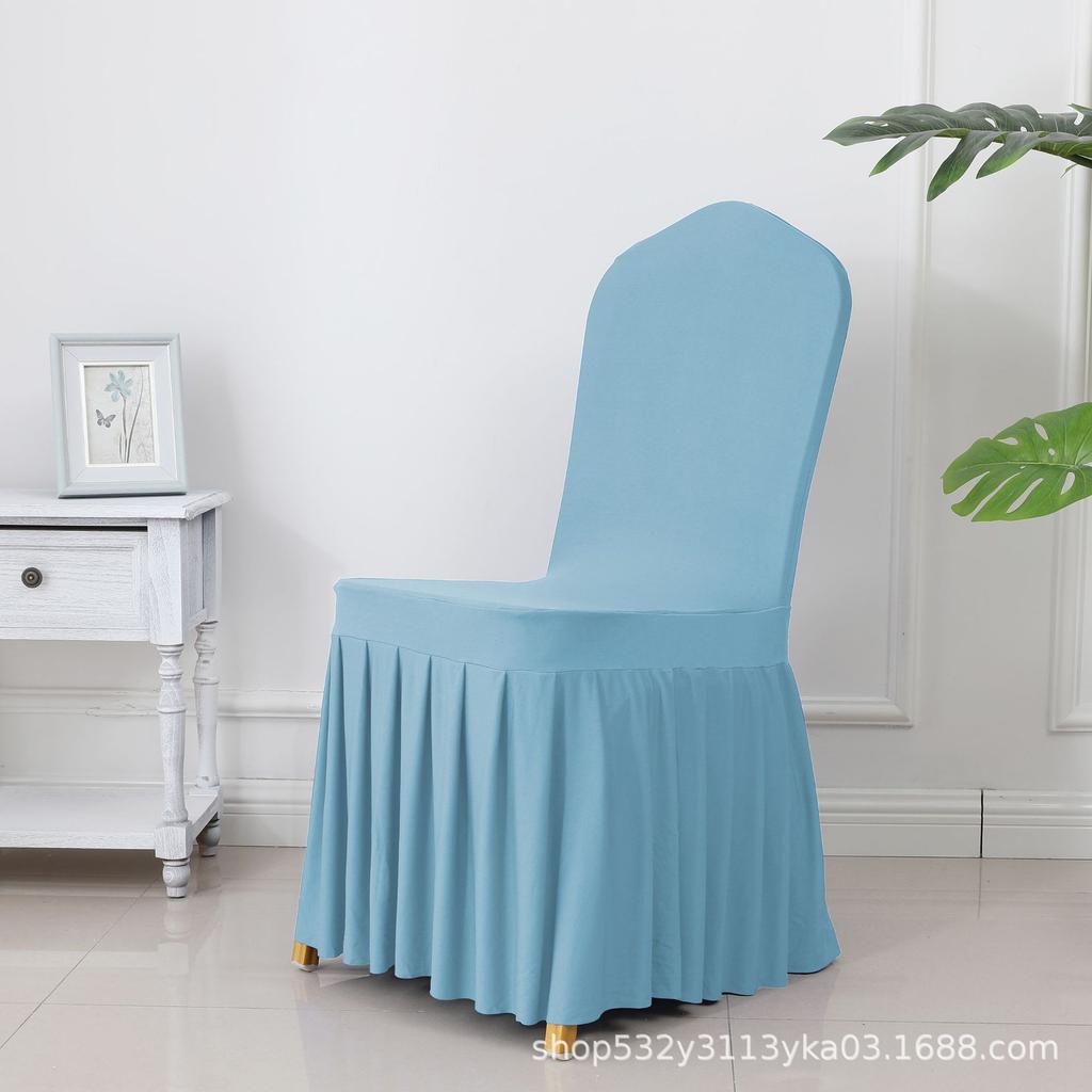 Banquet Chair Cover Thickened Elastic Pleated Skirt Dining Chair Cover Wedding Hotel Party Venue Decoration Simple and Versatile