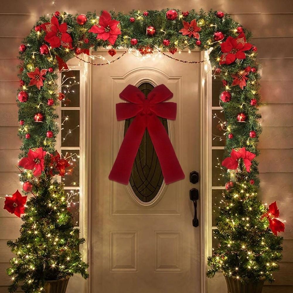 Kreative Samt-Weihnachtsschleife Rot Große Weihnachtsbaum-Schleife Anhänger Partyzubehör Mehrzweck-Weihnachtsbaumschmuck