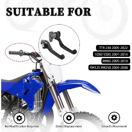 Dirt Bike Clutch Brake Levers,CNC Billet Pivot Handle Levers for TTR 230 2005-2024/YZ80 YZ85 2001-2014/RM85 2005-2019/RM125 RM250 2004-2008 - Black