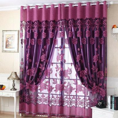 Elegante luxuriöse Jacquard-Fenstervorhänge Burnout-Tüll für Wohnzimmer Schlafzimmer Tür