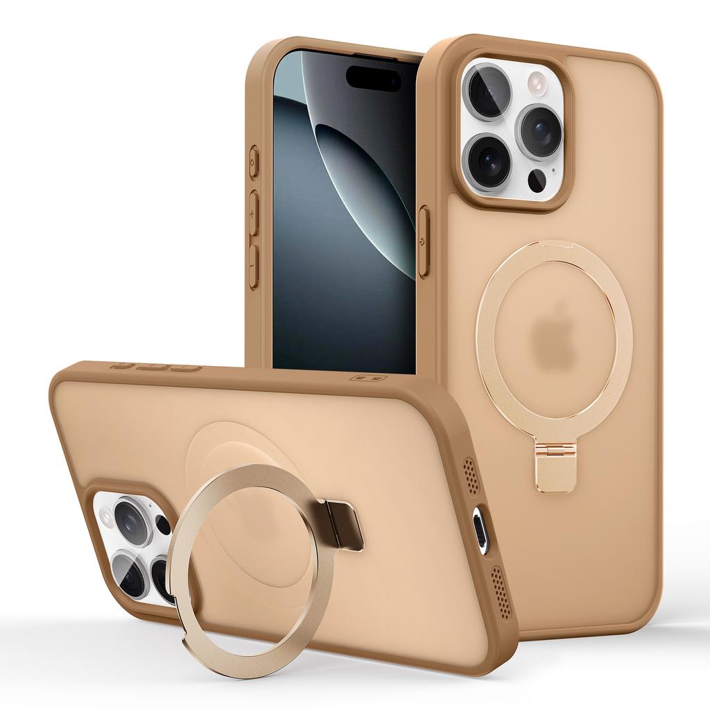 Applicable iPhone Magnetic metal bracket Mobile phone case Apple 16 matte skin feel anti-drop protective cover
