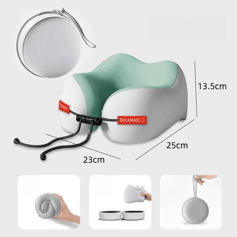 Memory Foam U-Shaped Neck Pillow Travel Neck Support Portable Office Airplane Sleep Pillow with Storage Case зелёный