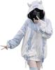 XHSUKADO Yami Kawaii Hoodie with Devil Heart and Ribbon This Sweatshirt Features a and Subculture Perfect for and Available In Light Blue and Size