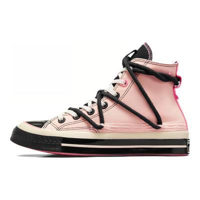 1970s Sweet Cool Color Block Double Laces High Top Canvas Shoes Unisex Sneakers Pink A09541C