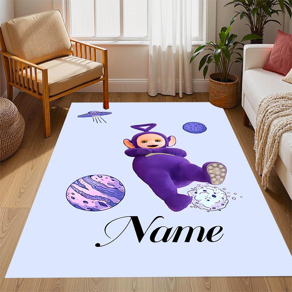 Purple Teletubby Space Customize Your Name Floor Rug Office Rug Design for Decorate room Dormitory Balcony Outdoor Anti-slip Rug Office home decor