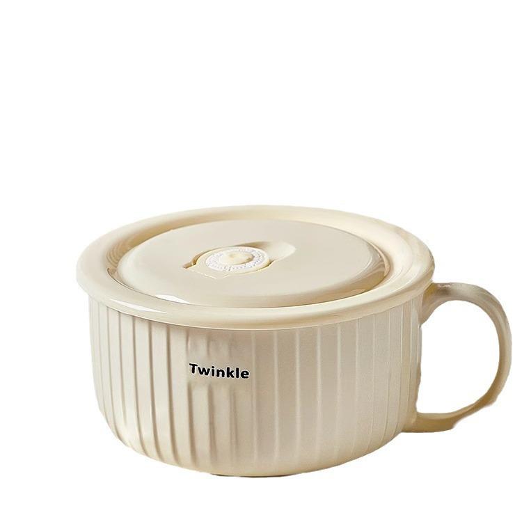 Mikrowellengeeignete Keramik-Nudelschale mit Deckel für Büroangestellte und Bento-Mittagessen