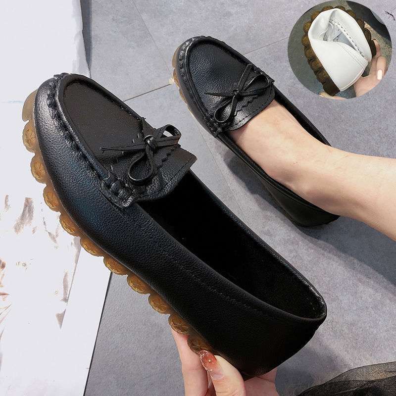 Doudou shoes women's non-slip spring and summer new flat-soled single shoes soft sole one pedal pregnant women comfortable mother white nurse shoes