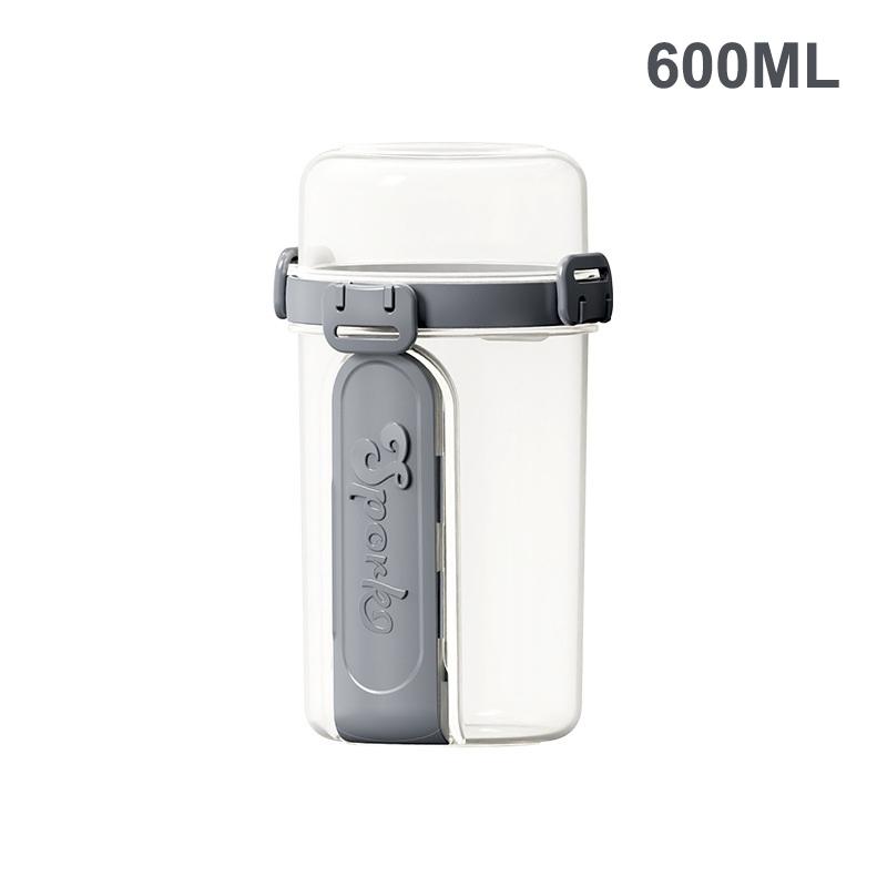 600ML Salad Oatmeal Cup Breakfast Double Cup Cereal Nut Yogurt Container Set With Dressing Holder Fork Meal Preparation
