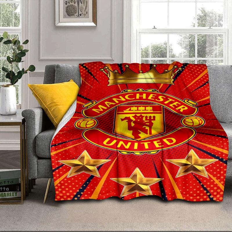 Coperta Portatile/Morbida Coperta Biancheria da Letto con Stemma del Manchester United Adatta per Viaggi Campeggio Soggiorni Uffici Divani Regali per Tifosi
