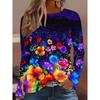 Maglione Largo da Donna 2026 Primavera, Estate, Autunno e Inverno Nuovo Design Stampato Top T-shirt a Manica Lunga Girocollo Taglia Larga
