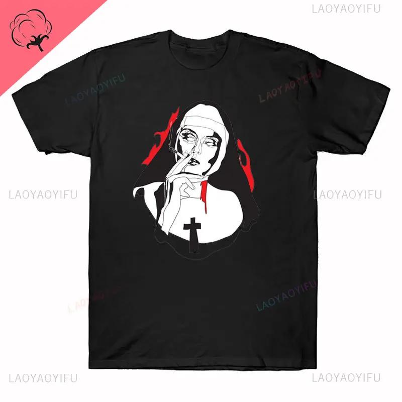 Sister Pattern Take Drugs Nun T Shirt Harajuku Casual New Arrival Summer Men Print Cotton T Shirt Casual Cool Males Tops Mens