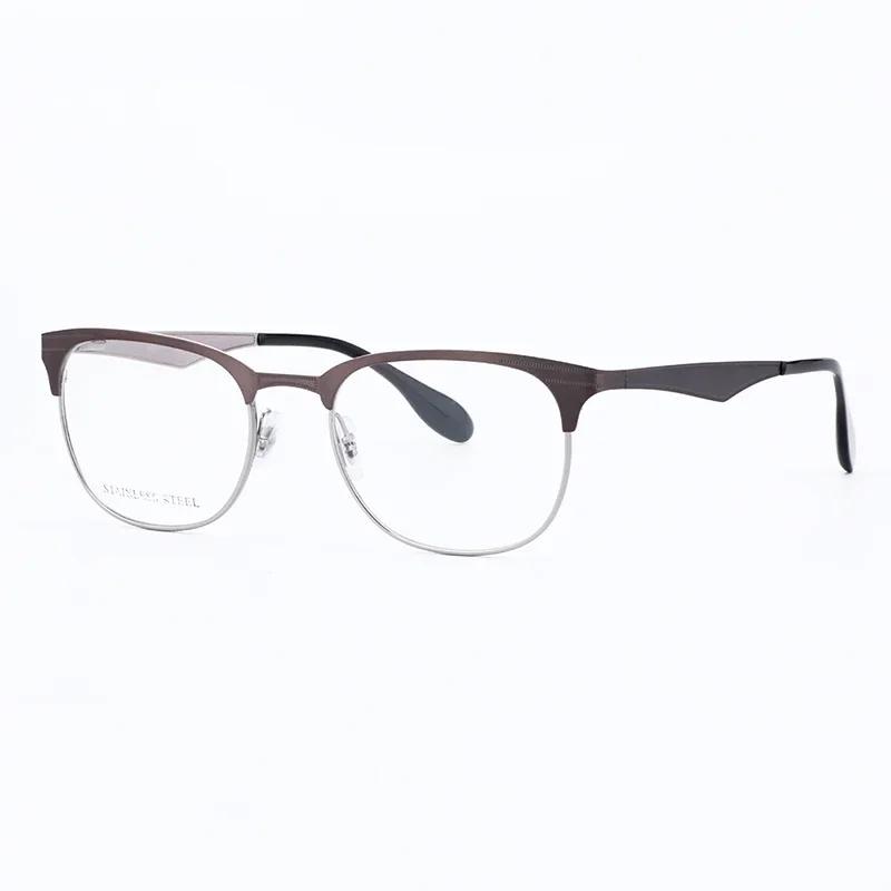 New Arrival Frame Men's Fashion Eyeglasses Male's Myopia Big Eye Glasses Striped Stainless Steel Eyewear