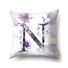 Polyester Pillowcase Home Watercolor Flower Print Pillowcase 26 English Letters Bedside Cushion Cover