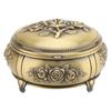Jewelry Box Retro Rose Metal Oval Shaped Jewelry Storage Box Organizer for Ring Necklace Earrings Bronze