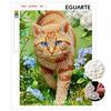 3D Pearl Painting Kit Ginger Cat Design Frameless DIY Bead Art Canvas Leisure Handmade Craft for Bedroom Wall Decor