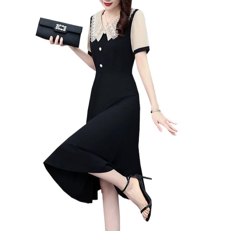Plus Size Elegant Slimming Dress - Short Sleeve, Two-Piece Look, Summer Fashion.