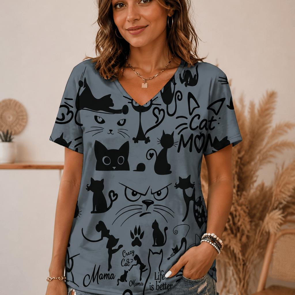 Women O‑Neck 3D Graphic Print T‑Shirt Short Sleeve Lightweight Summer Casual Loose Ladies Tops