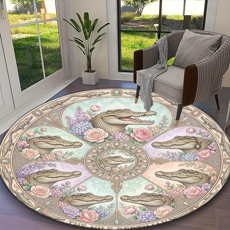 1pc General-purpose Rug, Ancient Celestial Glow Printed Round Rug, Comfortable Office Chair Carpet, Home Entrance Floor Mat