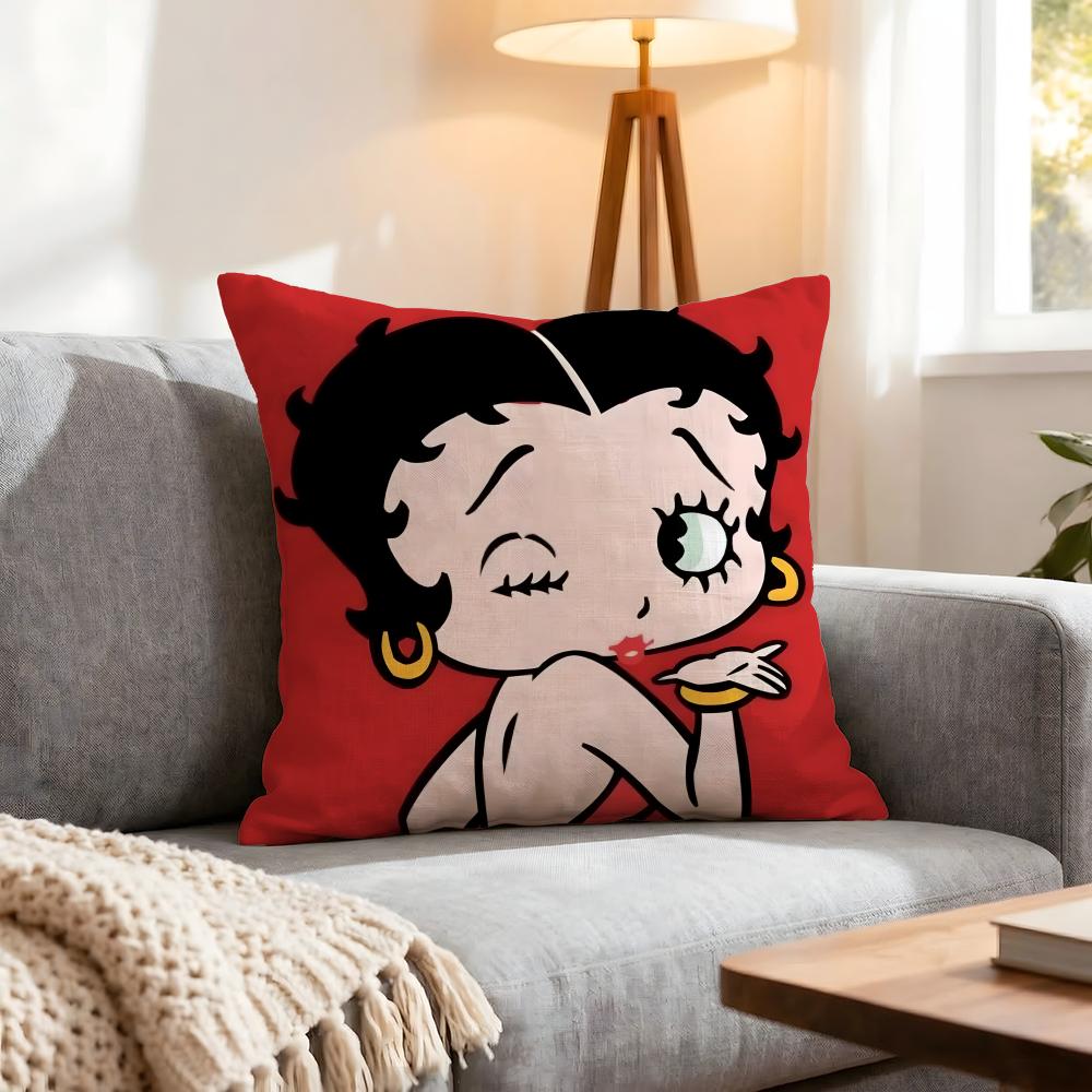Character Betty Boop Cushion Cover 1Pcs Decorative Covers Soft Cushion Case For Sofa Couch Decor 40X40 45X45 Pillowcases