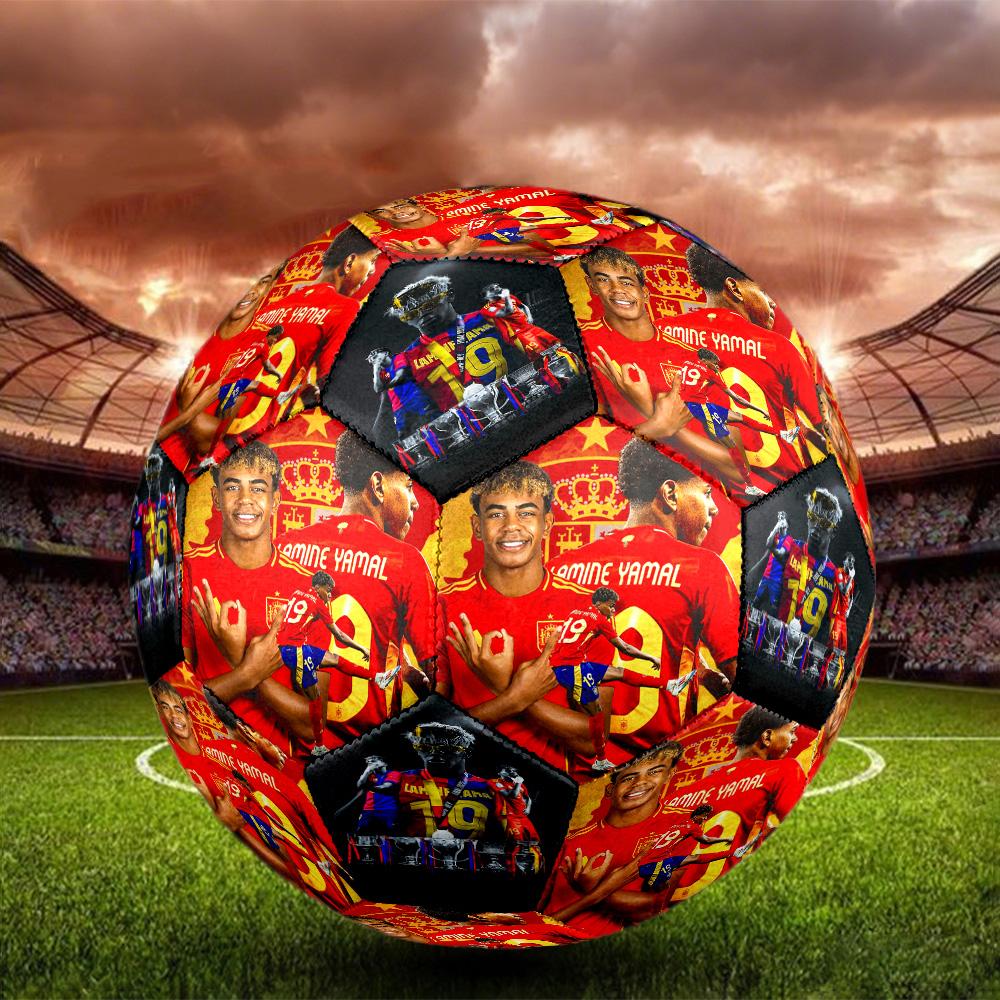 Lamine Yamal 19 Barcelona Player Action Size 5 Soccer Ball Machine-Stitched Indoor/Outdoor Training and Matches Ideal for Soccer Enthusiasts