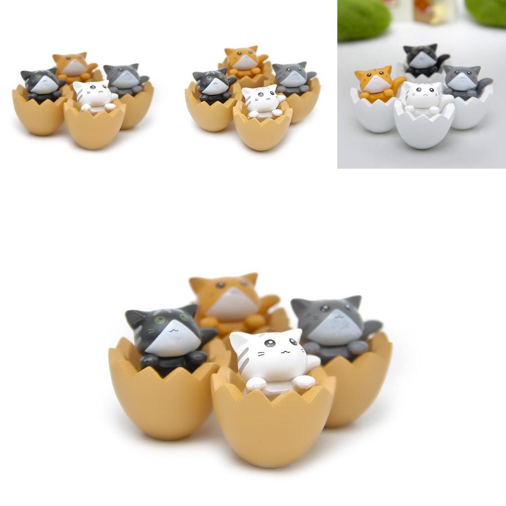 Egg Shell Chis Sweet Home Cat Figurine Pvc Miniature Decorative Desk Ornament For Gift And Collection