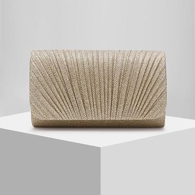 New Women's Pleated Shiny Dinner Bag Clutch Bag Evening Bag Wedding Bag Light Luxury