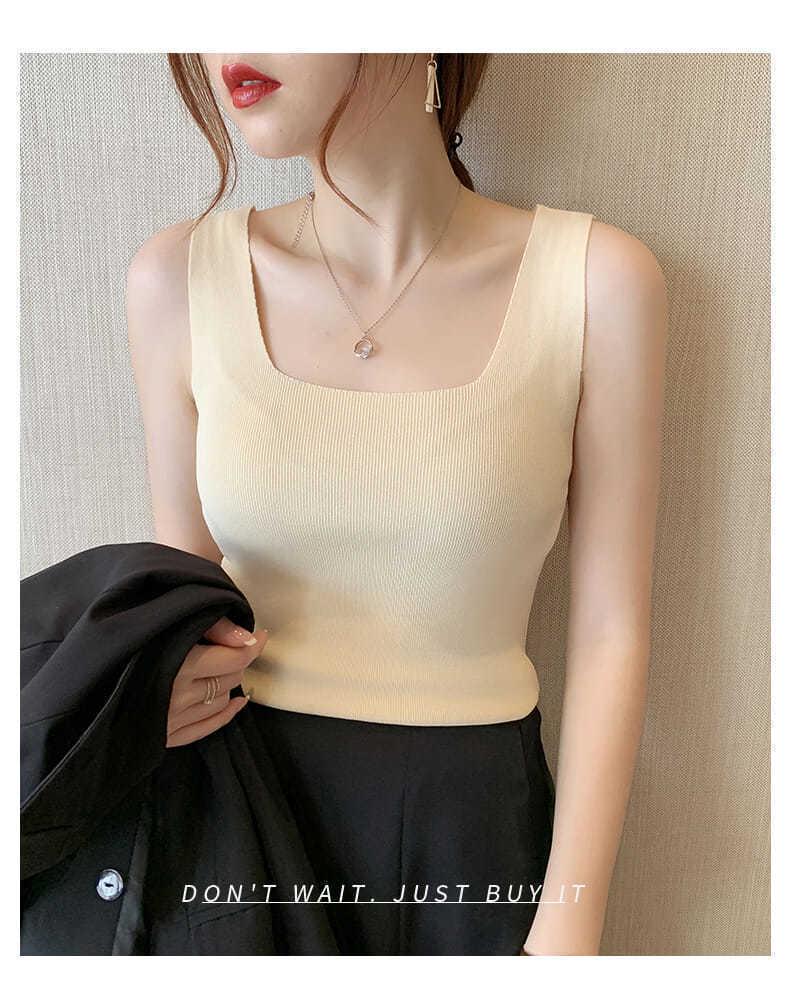 Women's Summer Korean Style Ice Silk Cami - Trendy, Versatile Solid Color Shirt