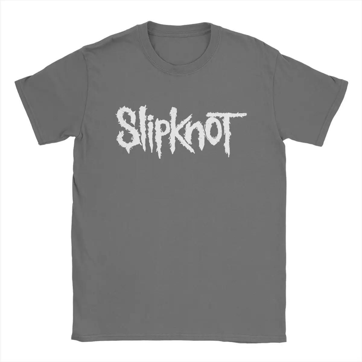 Comfortable season Slipknots-Logo T-shirt Heren Puur Katoen Nieuwigheid T-shirts Ronde Hals T-shirts Korte Mouw Tops Cadeau Idee XL donkergrijze kleur