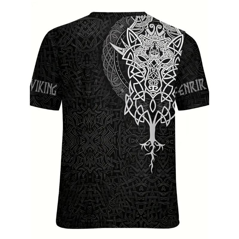 Men's T Shirt Casual Short Sleeve Tee O Neck Pullover Viking Harajuku Print Funny T-Shirt Male Oversized Clothing Streetwear