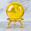 60/80mm Crystal Ball with Golden Metal Triangle Base Paperweight Gifts Glass Ball Office Home Decor Photography Props Ornaments