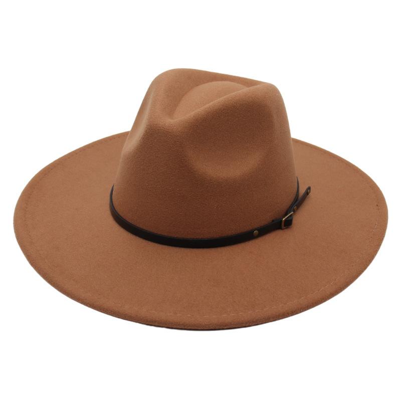 Belt Buckle Top Hat Jazz Hat Men'S And Women'S Felt Hat Woolen Hat Wool Versatile Street Shot