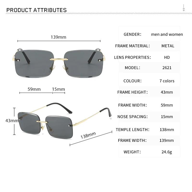 Retro Frameless Sunglasses Women Brand Designer Rimless Gradient Sun Glasses Fashion Shades Cutting Lens Metal Eyewear