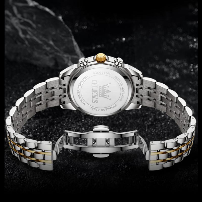 OLEVS Men Watch Fashionable Original Moon Phase Quartz Watch Waterproof Luminous Automatic Date Stainless Watch Gifts