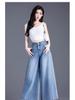 Women's Light Wash Wide-Leg Denim Pants - Spring/Summer 2026, Nine-Tenths Length, Loose Fit