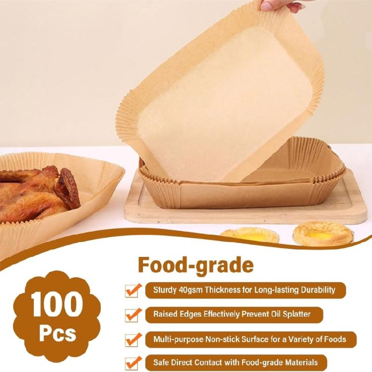 200 SZTUK Papier Olejowy Jednorazowy Papier do Frytownicy Powietrznej Papier do Pieczenia Podkładka Papierowa do Frytownicy Powietrznej Papier Pergaminowy do Frytownicy Powietrznej Kuchenki Mikrofalowej