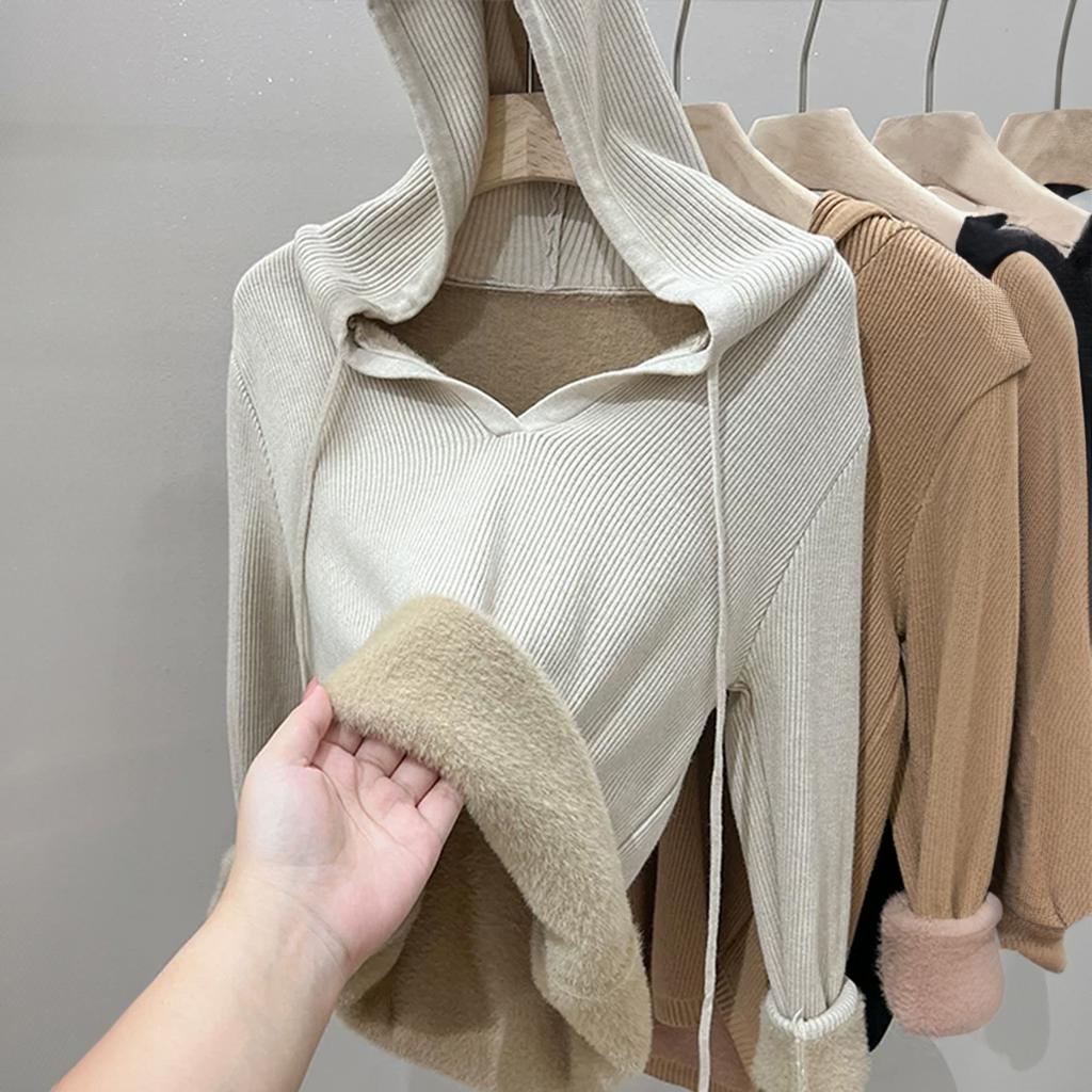 Vacation Long-sleeved Woolen Sweatshirt Women's 2025 Autumn and Winter