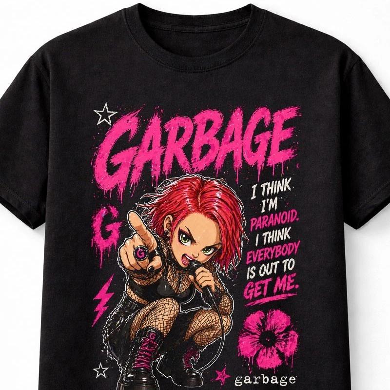 Garbage Alternative Rock Band Paranoid Lyrics 90s Grunge Unisex TShirt S