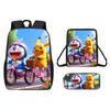 Pattern Backpack Pikachu Shoulder Bag Pencil Case Three Piece Set