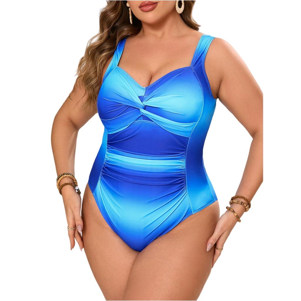 Plus Size Slimming Printed Bikini One-Piece Swimsuit