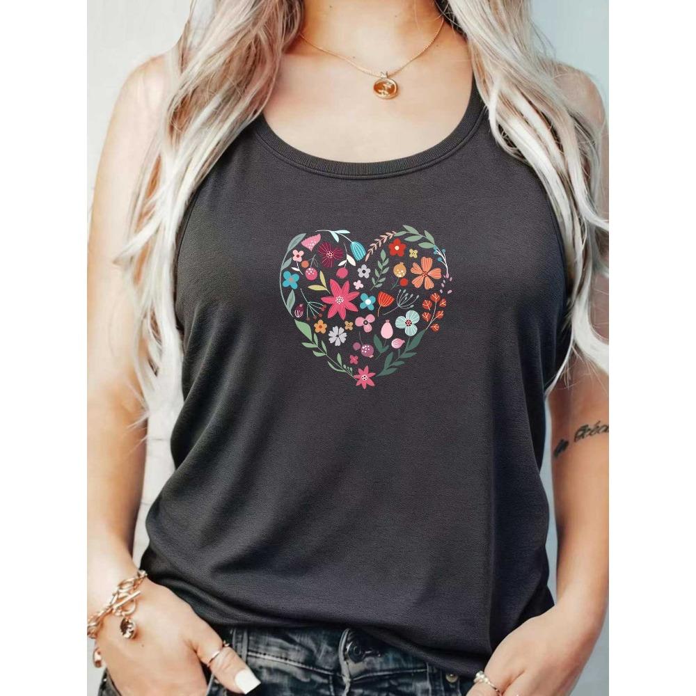 Printed women's T-shirt, round neck comfortable casual vest
