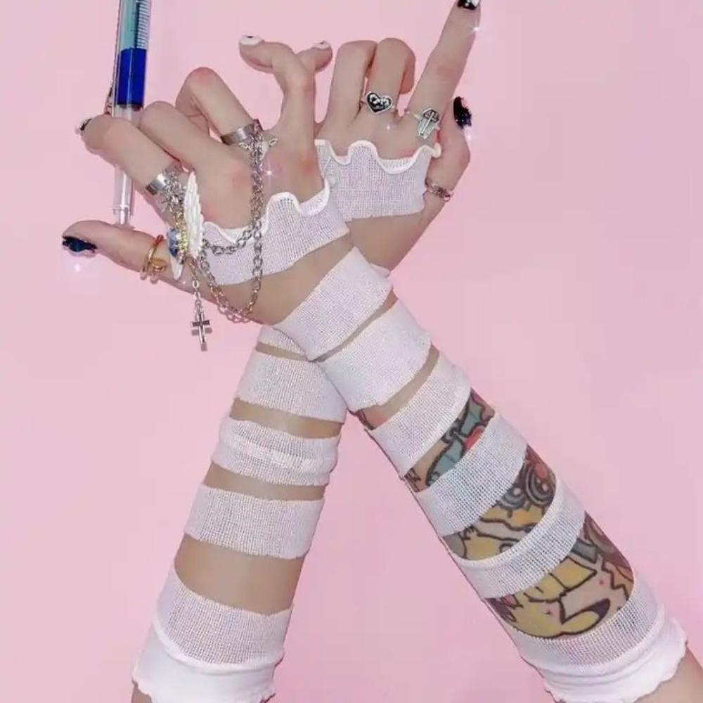 Y2K Bandages Arm Sleeves Punk Subculture Gloves Strapping Bandage Fingerless Gloves  Cosplay