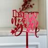 Happy New Year Acrylic Cake Toppers Star Pattern Gold Red Color DIY Cupcake Flags for 2025 New Year's Eve Party Cake Decoration